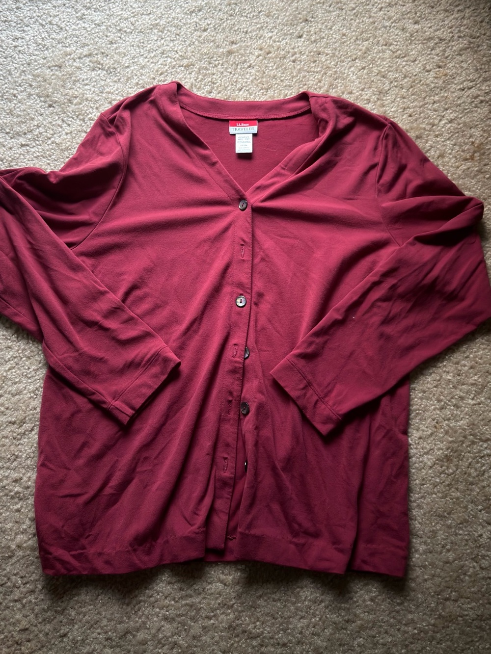L.L. Bean Women’s Wine Red Button-Front Top